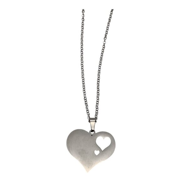 Heart Pendant Necklace Mother & Child Stainless Steel Chain Engraved Jewelry - Picture 4 of 14